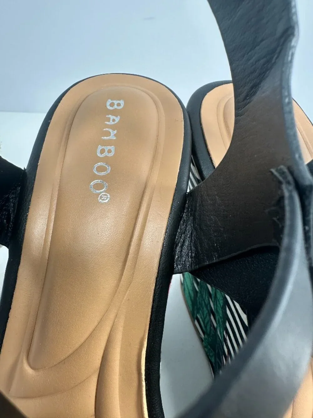 Bamboo Black/Colorful Flowers Platform Heels